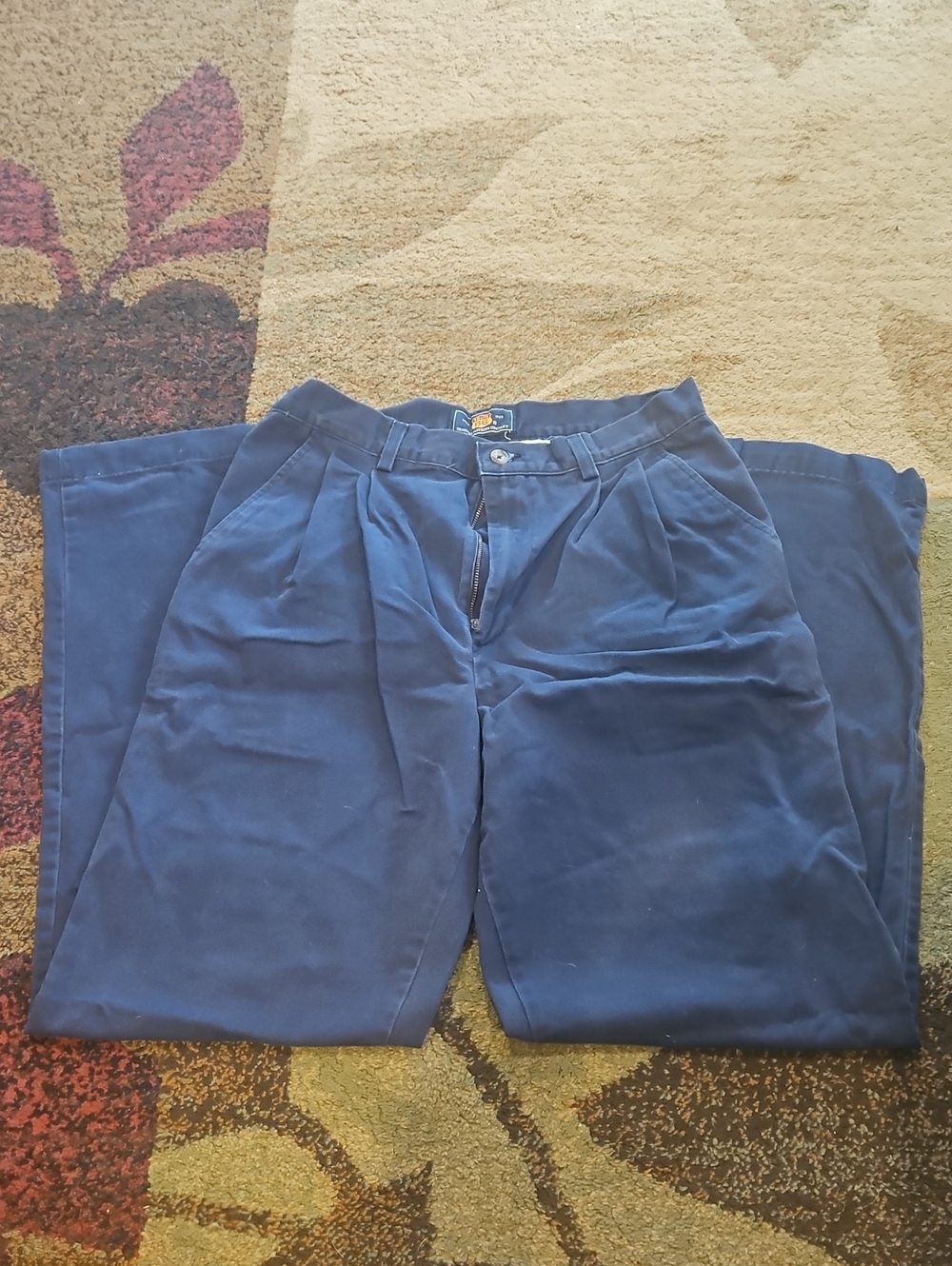 Route 66 Men's Navy Pleated Chinos